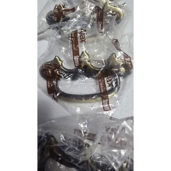 6 NOS VINTAGE BRASS AJAX FIXED BAIL BATWING DRAWER PULLS Key Hole Chippendal 4" - Picture 1 of 3